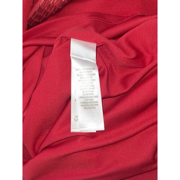 Adrianna Papell Womens Cocktail Dress Beaded Halter Knee Length Lined 4 Red New - Picture 10 of 11